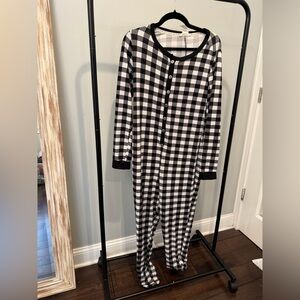 Lucky Brand Black and White Plaid Onesie Pajamas